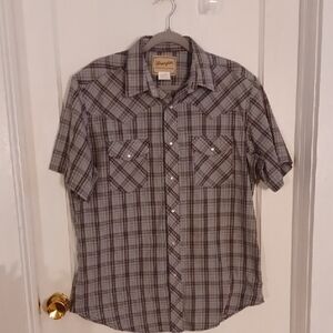 Wrangler Men's Gray Plaid Shirt Mens Size Large